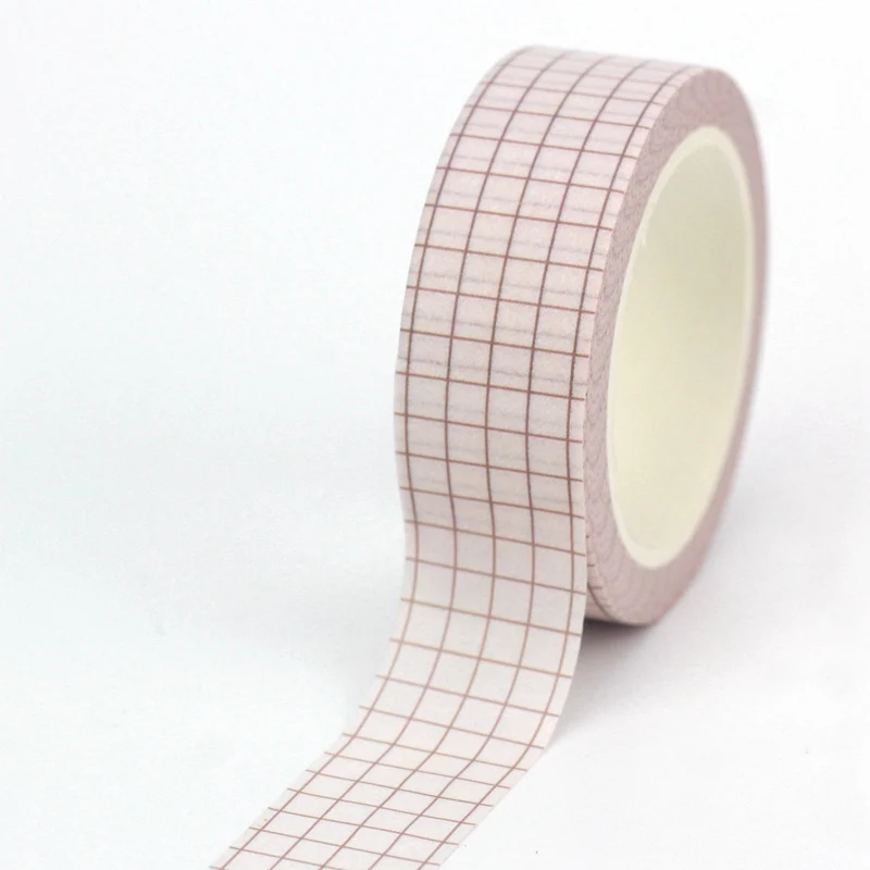 

1PC. 10M Decor Cute Light Pink Grid Washi Tape for Planner Scrapbooking Adhesive Stickers Masking Tape Kawaii Papeleria