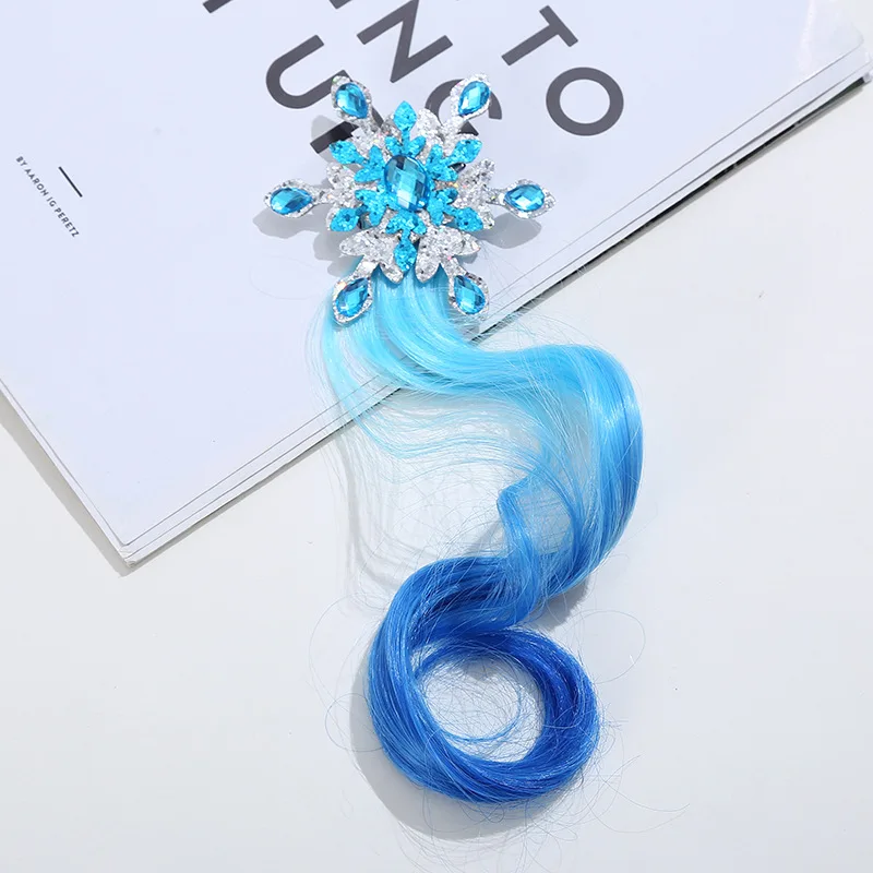 

1 PCs Girls Snowflake Wigs Hairpins Ponytail Kids Birthday Party Hair Accessories Rainbow Hair Clip For Hair Extension Colorful