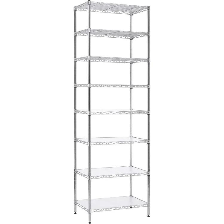 8-Tier Wire Shelving Unit Adjustable Steel Wire Rack Shelving 8 Shelves Steel Storage Rack or Two 4-Tier Shelving Units