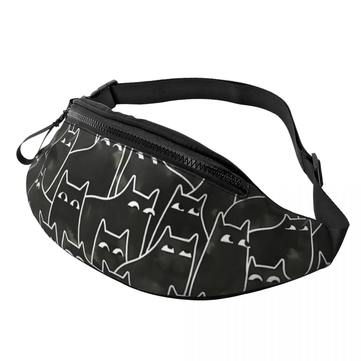 Printed Waist Bags Suspicious Cats Fashion Belt Bags Unisex Travel Fanny Pack Design Banana Packs