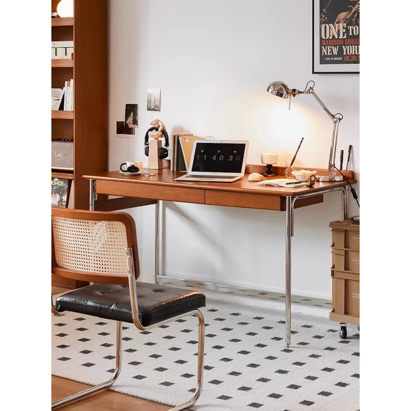 مكتب من الخشب الصلب المثالي الاسكندنافي، مكتب كتابة للدراسة العتيقة، كمبيوتر مكتبي منزلي، مكتب غرفة المعيشة، منضدة العمل #5