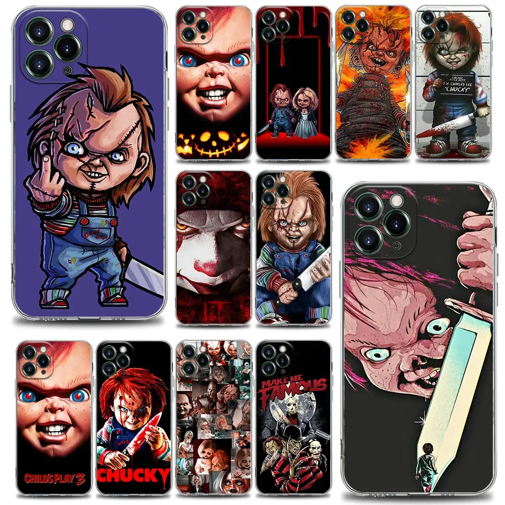 Phone Case For iPhone 14 Case 13 12 11 Pro Max Mini 6 7 8 Plus X S XR SE Soft Funda Clear Cover Horror Chucky Doll Childs Play 3