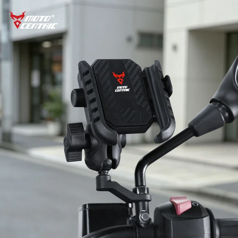 Universal Motorcycle & Bicycle Phone Holder Mount 360° Rotatable Secure Anti-Shake Handlebar Holder with Locking Mechanism