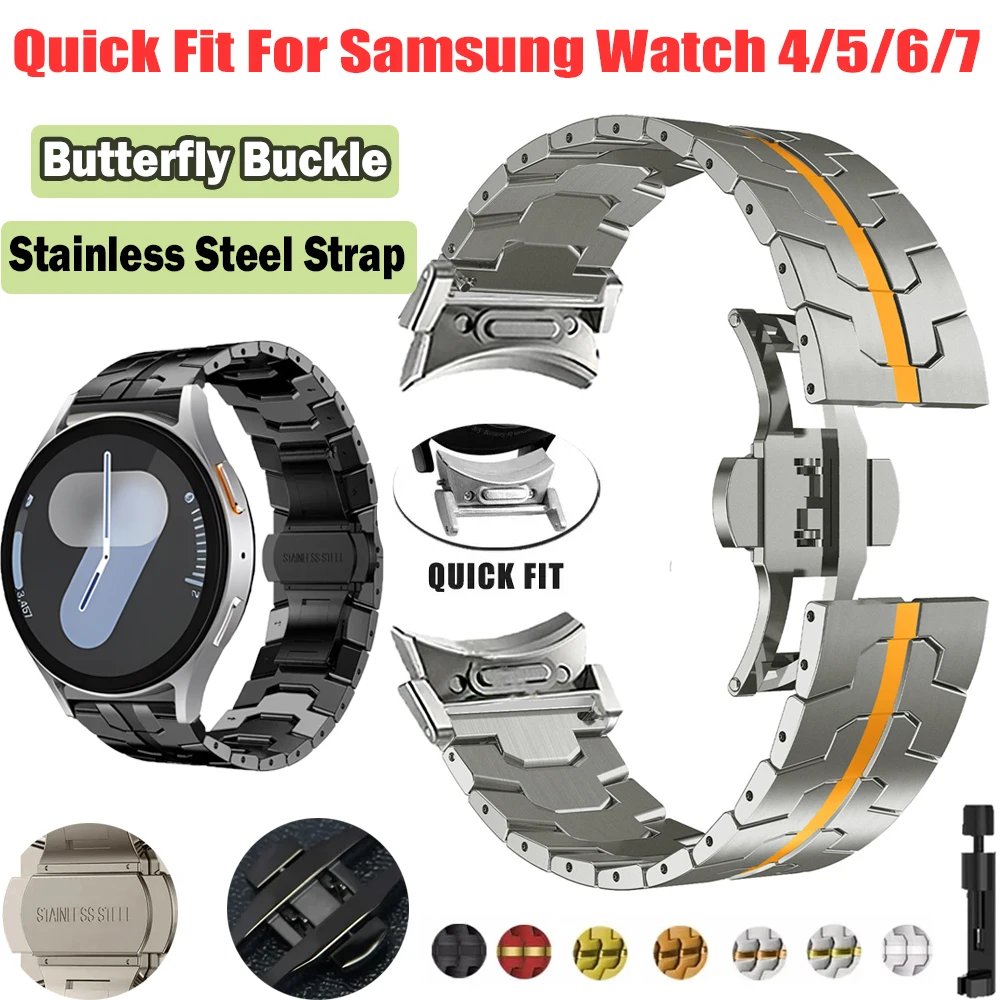 

Металлический ремешок Quick Fit без зазоров для Samsung Watch 7, 40/44 мм, пряжка из нержавеющей стали, деловой браслет для Samsung Watch 4/5/6 Band