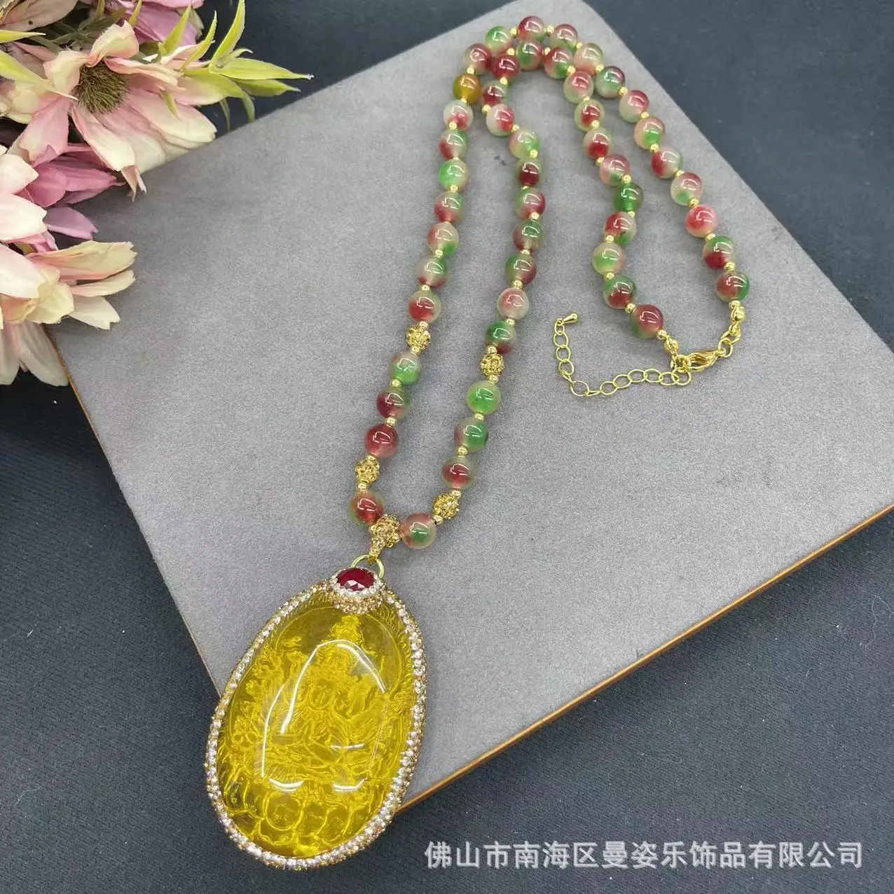 DIY accessories New thousand-handed Guanyin beeswax inlaid ruby sweater chain Chinese welfare hot-selling original design