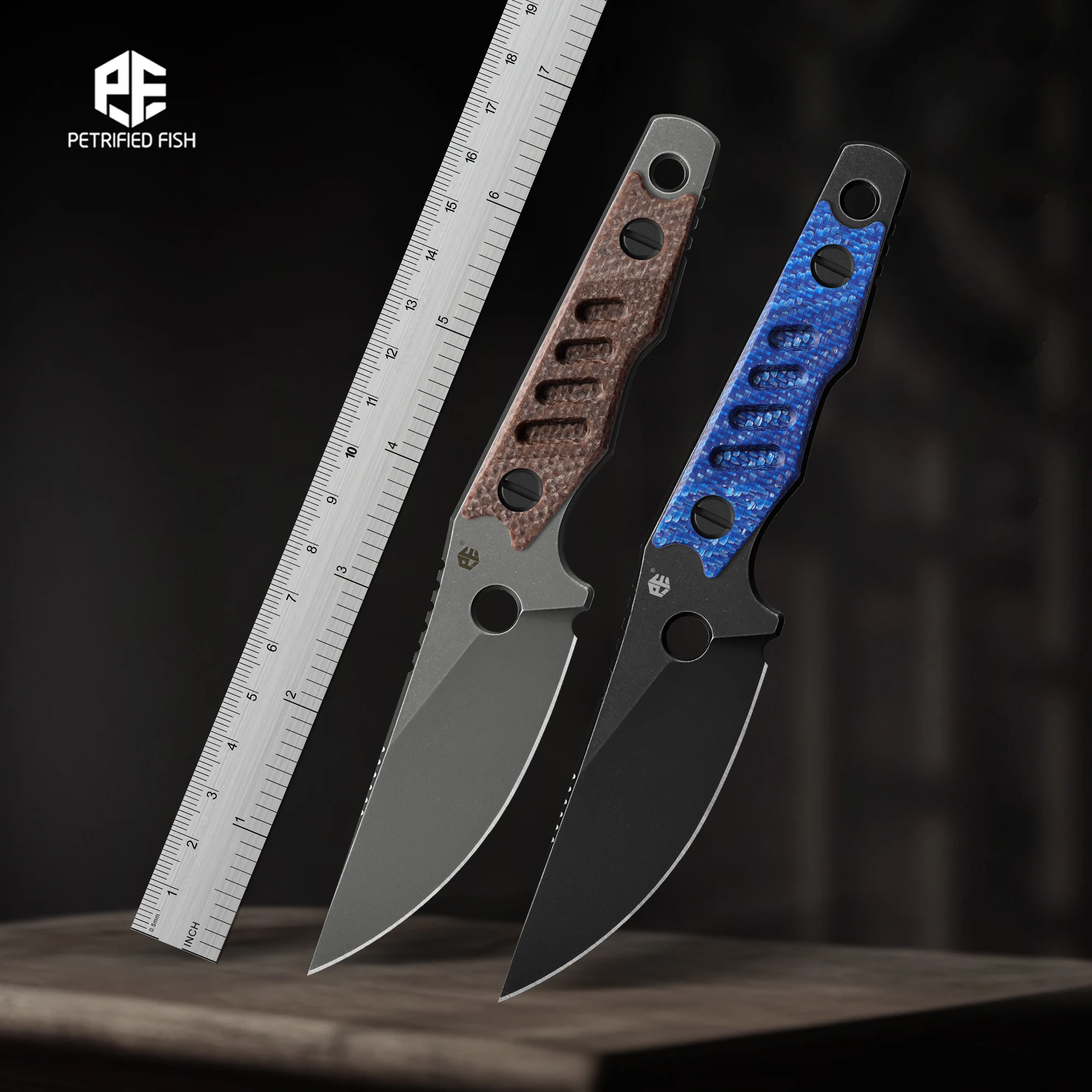 

Petrified Fish PFE18 Bison L Quality Fixed Blade Knife and Sheath N690 Steel Tactical Outdoor Camping Fish Knife EDC Handle