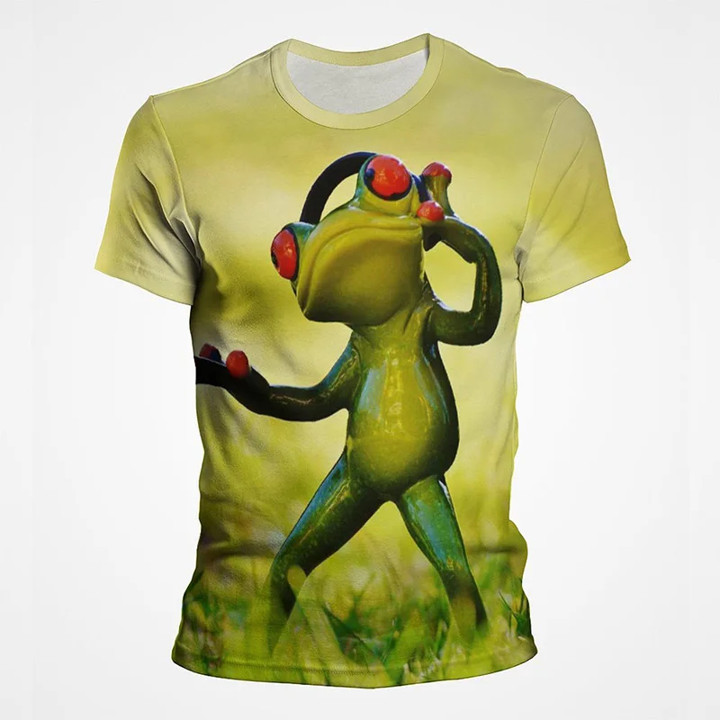 Frog Animals Graphic T Shirt for Men Clothing Cool 3D Printed T-shirt Summer Fashion Streetwear Tee Shirts Clothes Kids Tops