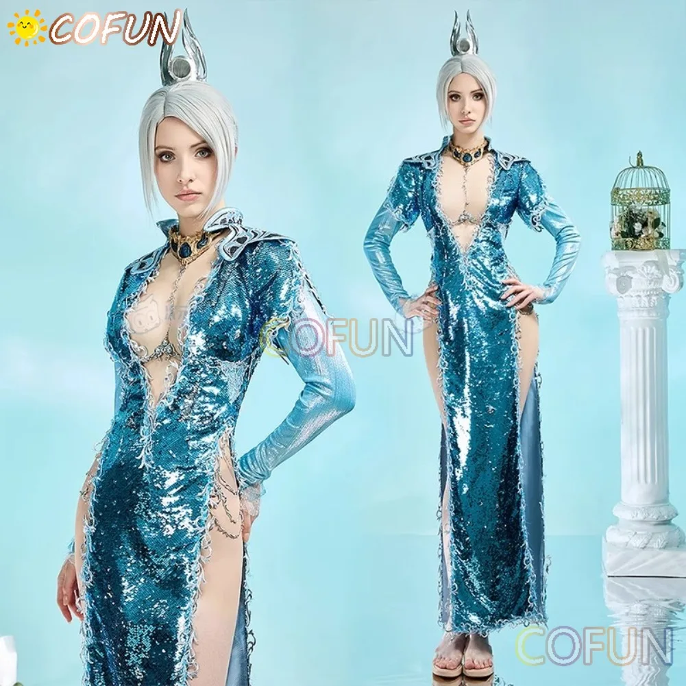 

Anime Baldur's Gate 3 shadowheart Wavemother's Robe Cosplay Costume Women Sexy V neck Sequin Dress Halloween Carnival Costumes
