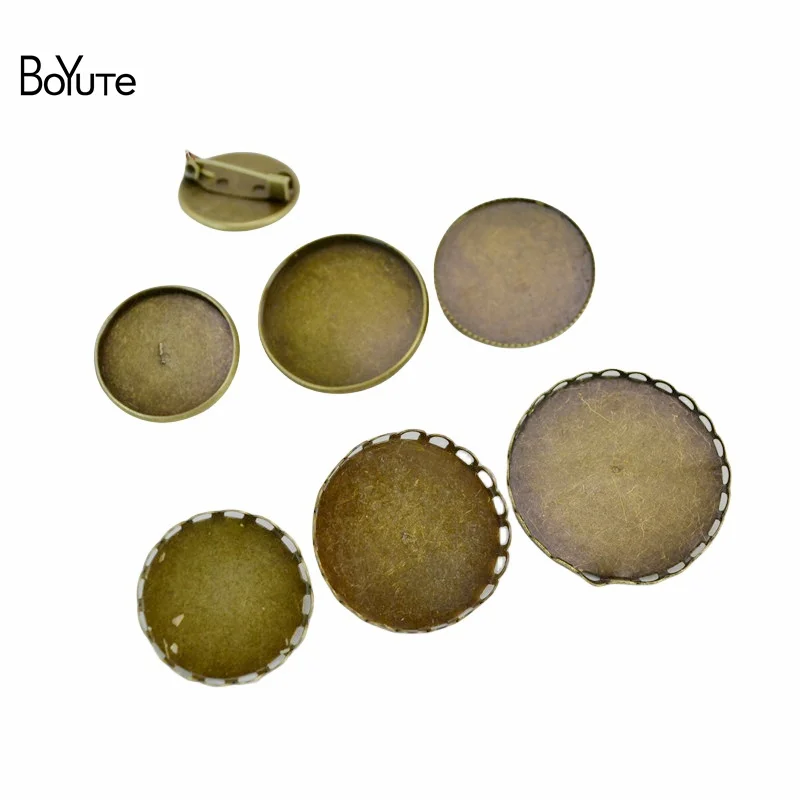 BoYuTe (60 Pieces/Lot) Fit 20-25-30MM Cabochon Brooch Base Antique Bronze Plated Blank Brooch Pins DIY