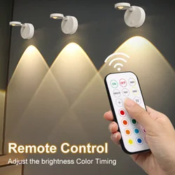 12-Colors Remote Control Spotlight USB Rechargeable Led Night Light Cabinet Lamp for Wardrobe Room Bedroom Lights