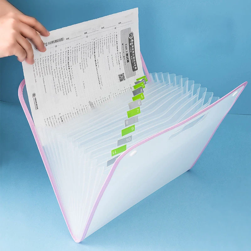 13 Pocket File Folders Portable A4 Letter Size Accordian Document Organizer Handheld Bag For Classroom Office Home Storage