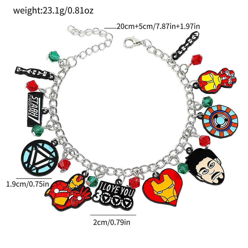 Avengers Bracelet Iron Man Pendant Mens Car Metal Charm Bangle Gifts