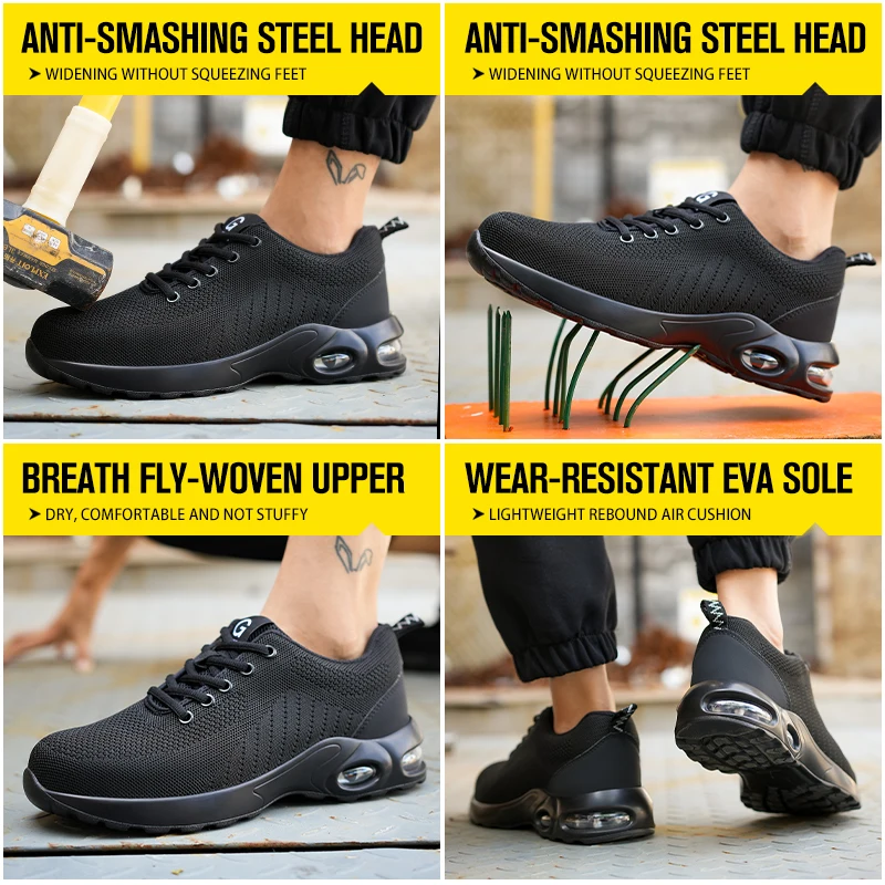 Cuscino d\'aria nuove scarpe antinfortunistiche stivali da uomo scarpe con punta in acciaio scarpe da ginnastica a prova di foratura scarpe da uomo