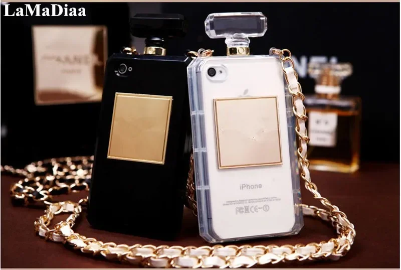 Perfume Bottle Lanyard Chain TPU Case, Handbag Case Cover for iPhone 14, 13, 12, 16 Pro MAX, 15, 16Plus, Hot, High Puality