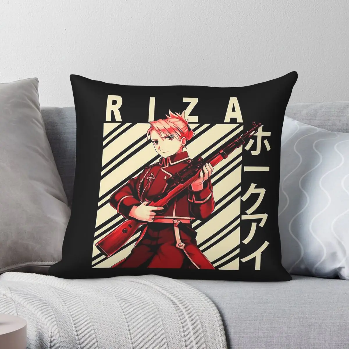 Fullmetal Alchemist Riza Hawkeye Square Pillowcase Polyester Linen Velvet Creative Decorative Home Cushion Cover Wholesale 18