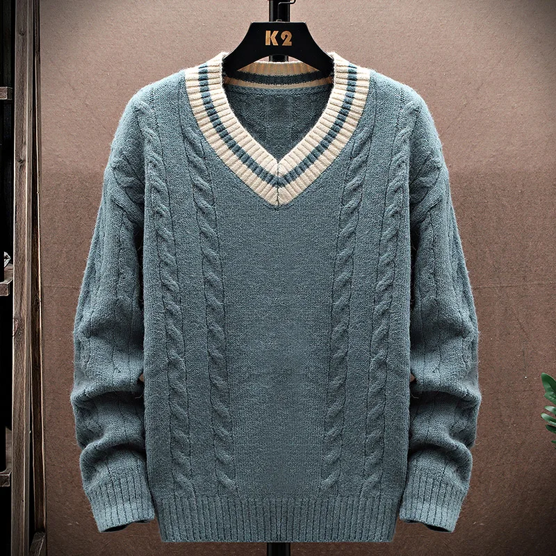 

Men's new fall and winter sweater bottoming shirt men's V-neck design comfortable lazy windproof warm wearable sweater Men's