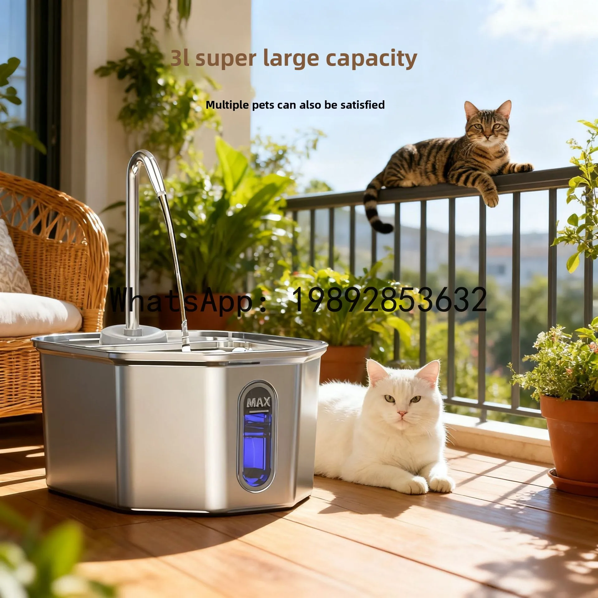 CZ Stainless Steel Pet Water Dispenser Multi-layer Filtration Cat Water Dispenser Dog Automatic Circulation Water Dispenser