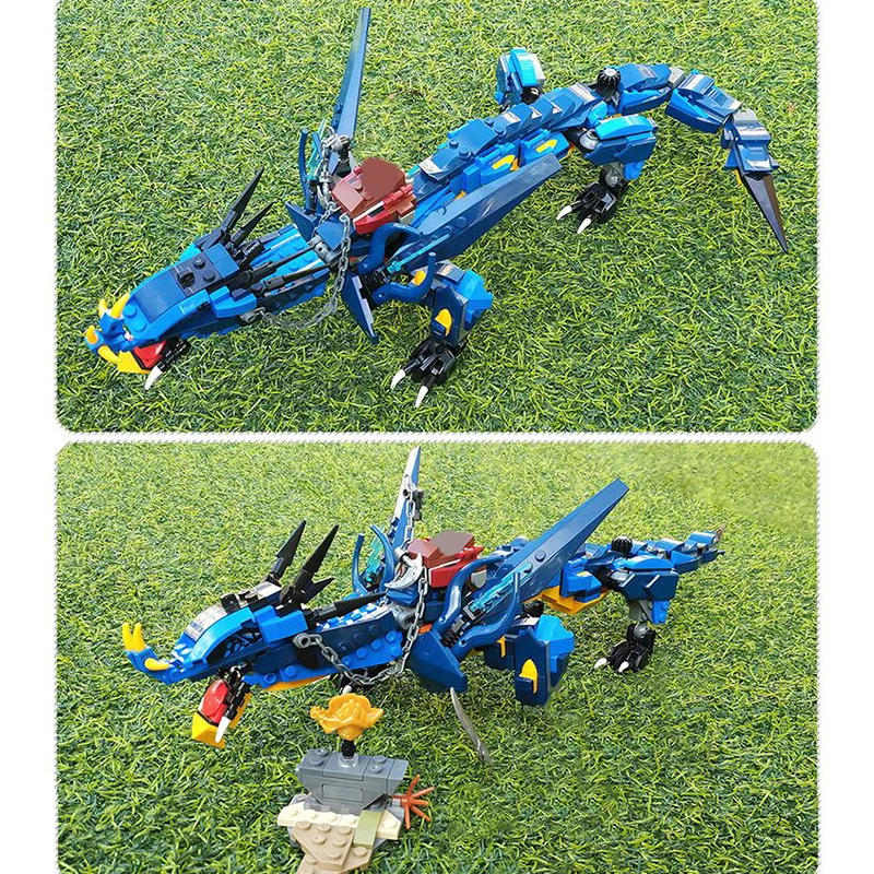 Animated Film Movie Jay\'s Blue Mecha Dragon Of Thunder And Storm Blue Building Blocks With Figure Toys Gifts For Adult Kids Boys