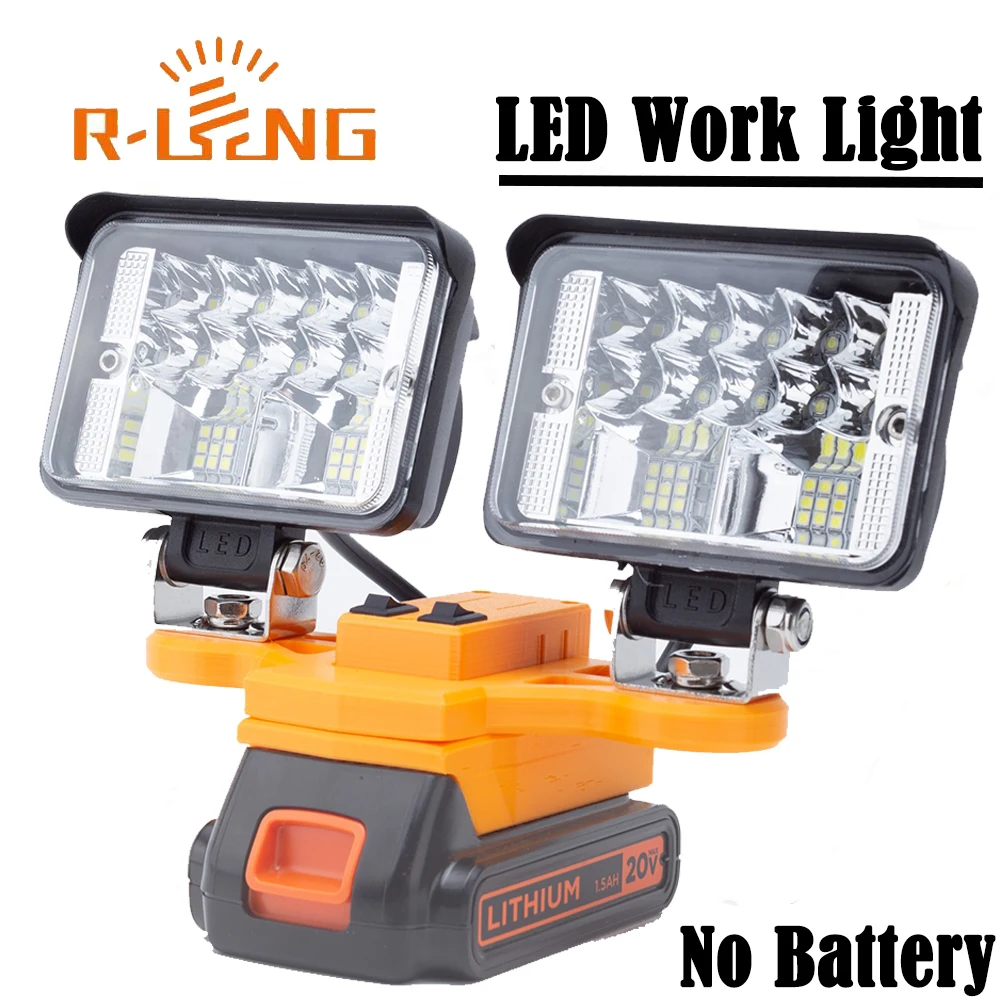 

Светодиодный рабочий фонарь для литиевой батареи BLACK + DECKER 20 В с USB Type-C, беспроводной ручной аварийный светильник для работы на открытом воздухе, рыбалки