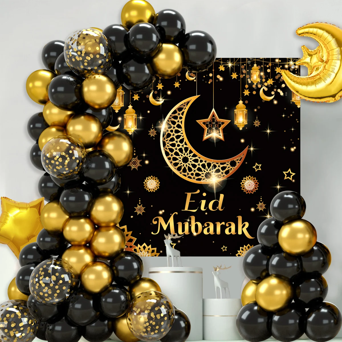 Eid Mubarak Balloon Background Ramadan Decoration For Home 2025 Ballons Ramadan Mubarak Muslim Islamic Festival Party Supplies