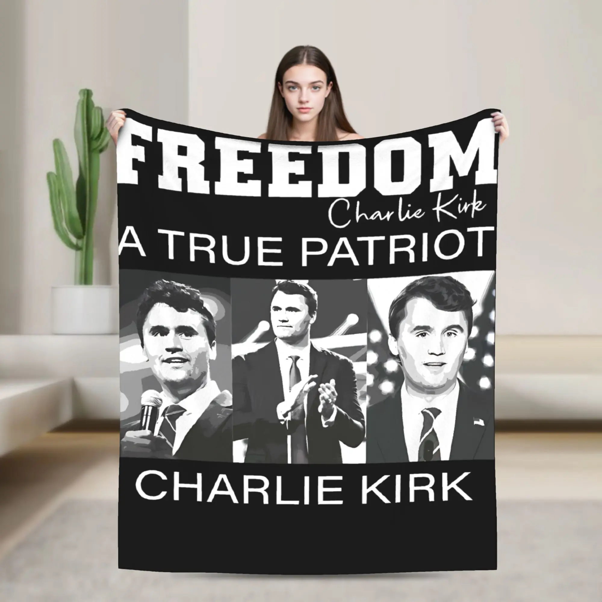A True Patriot Charlie Kirk Vintage Blanket Quality Super Soft  Throw Blanket Winter Airplane Travel Couch Bed Graphic Bedspread