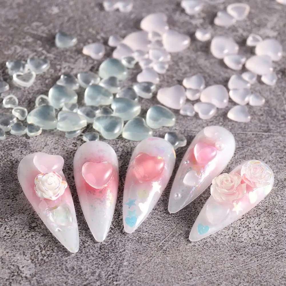 Delicate Nail Art Charms Manicure Ornaments Camellia Nail Charms Colored  Love Heart Flower