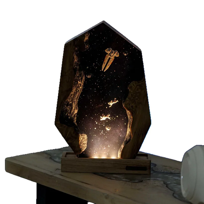 Space Travel Organism Resin Table Light Creactive Art Shocked Decoration Lamp Science Fiction Theme Night Light USB Charge