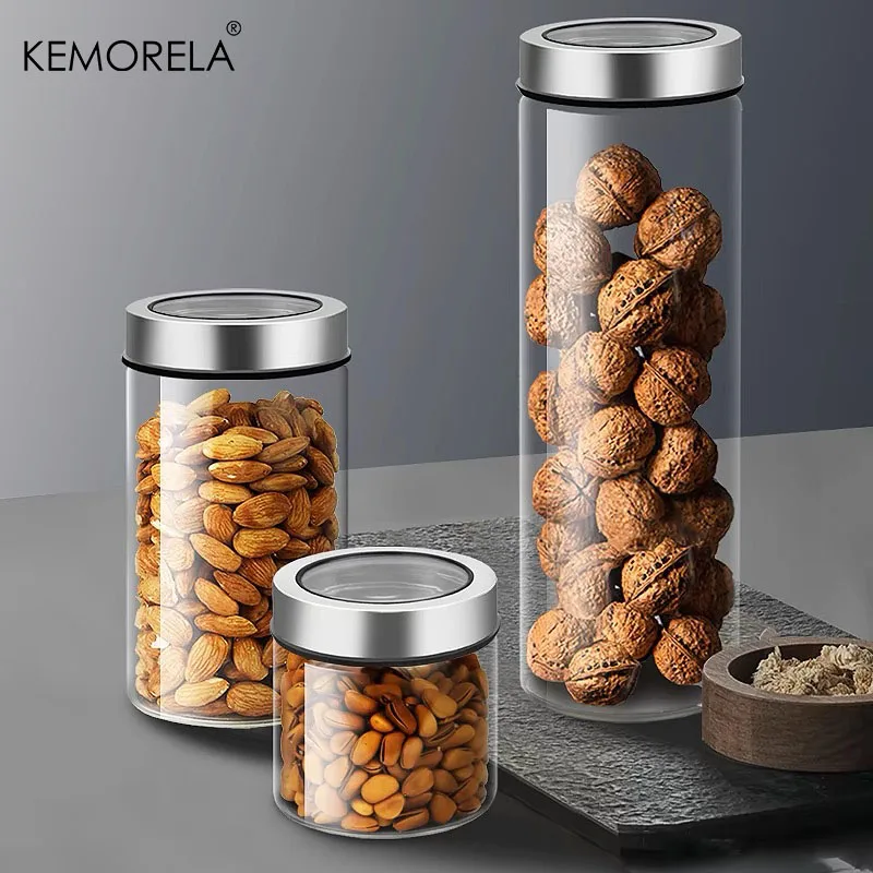 Transparent Coffee Storage Jar With Lid Creative Cylindrical Oatmeal Cereals Snack Glass Sealed Jar Household Storage Container