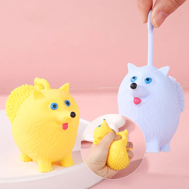 Decompression Squishy Flash Cartoon Little Fox Squeeze Ball Pinch Funny Cute Glowing Animal Furry Ball Sensory Fidget Kids Toy