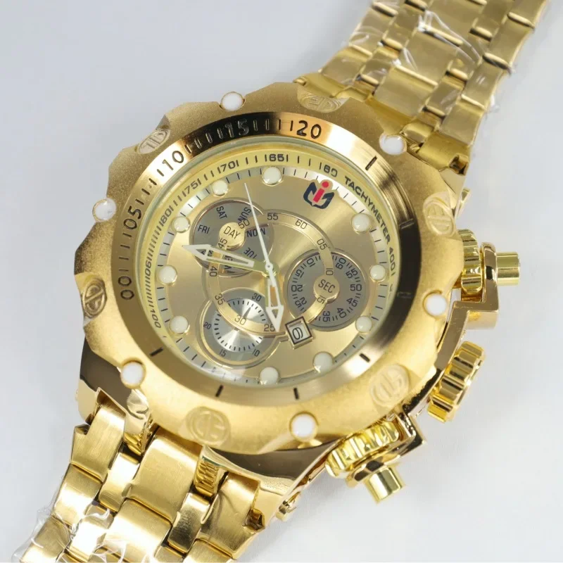 Business NEPIC Quartz Watch Men Three-eye Decorative Dial Top Creative Full Steel Fashion Wristwatch Man Luminous Watches Clock view 2