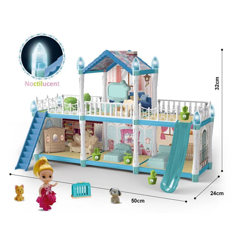 A63T-Play House maison pour enfants Villa maison fille princesse boîte-cadeau château bricolage jeu cadeau