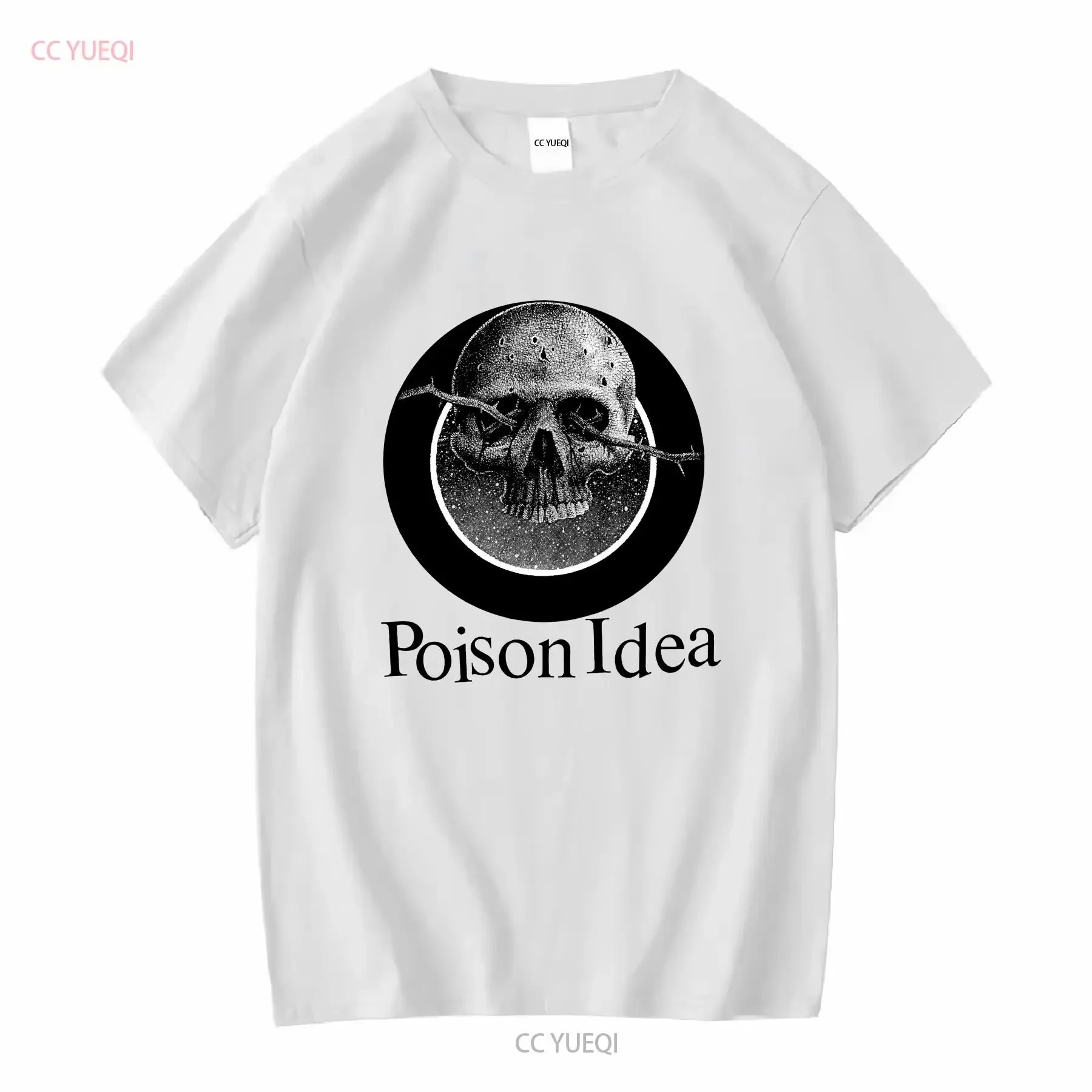 Poison Idea banda gráfica manga corta camisa blanca unisex hombres mujeres KV20144 vintage lavado Unisex moda transpirable suave