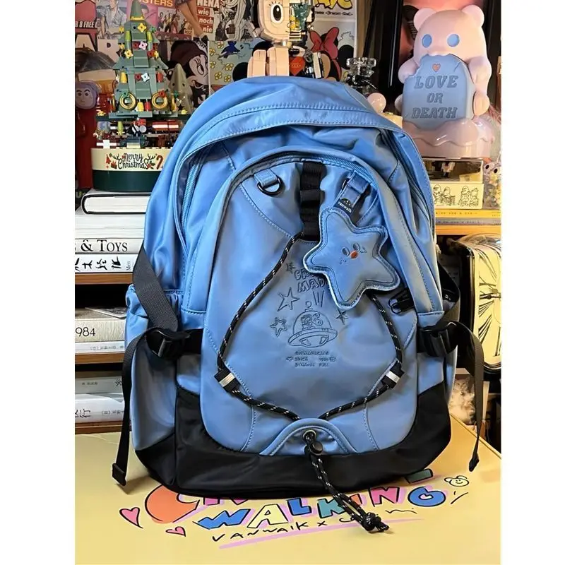 Miyagawa High School Student Girl Backpack with Star Pendant Lightweight Backpack Sweet Fashion Preppy Style Backpacks