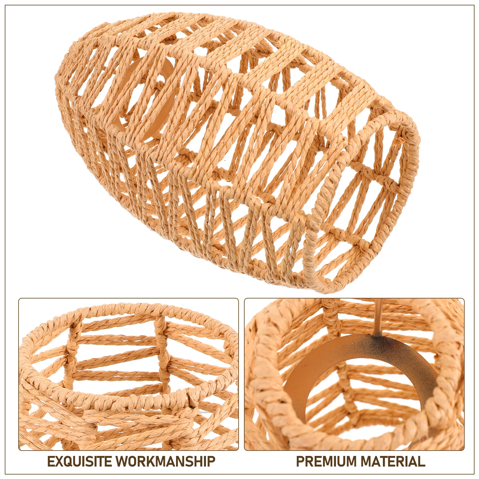 

Imitation Rattan Lampshade Handmade Woven Paper Rope Light Cover For Home Decor Warm Eye-