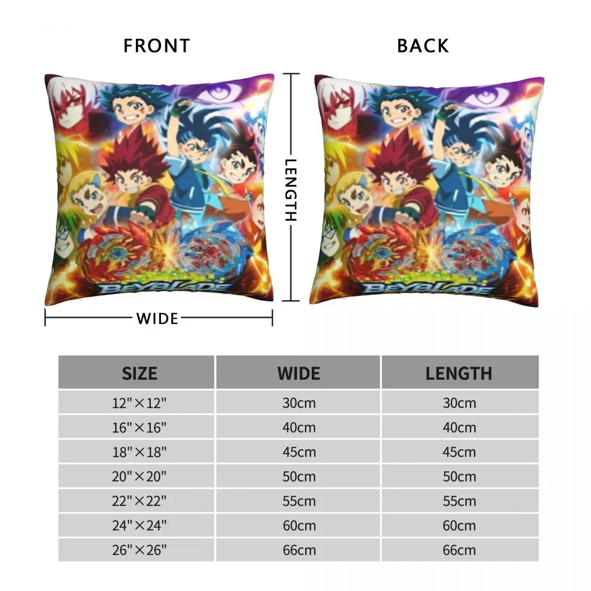 BEYBLADE Pillowcase Polyester Linen Velvet Printed Zip Decor Throw Pillow Case Home Cushion Cover Wholesale 18