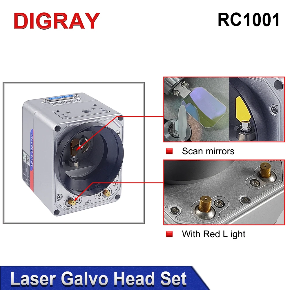 DIGRAY SINO-GALVO RC1001 CO2 & Fiber Laser Scan Galvo Head Set 10.6Um 1064nm Apeature 10mm Galvanometer Scanner with Power Suppl