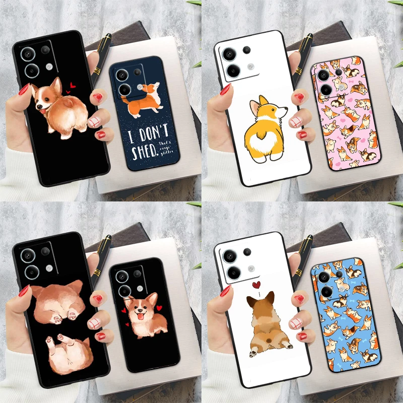 Capa fofa de cachorro corgi para xiaomi redmi note 13 14 pro 12 11 9 10 9s 10s 11s 12s redmi 13c 10c 12c 14c capa