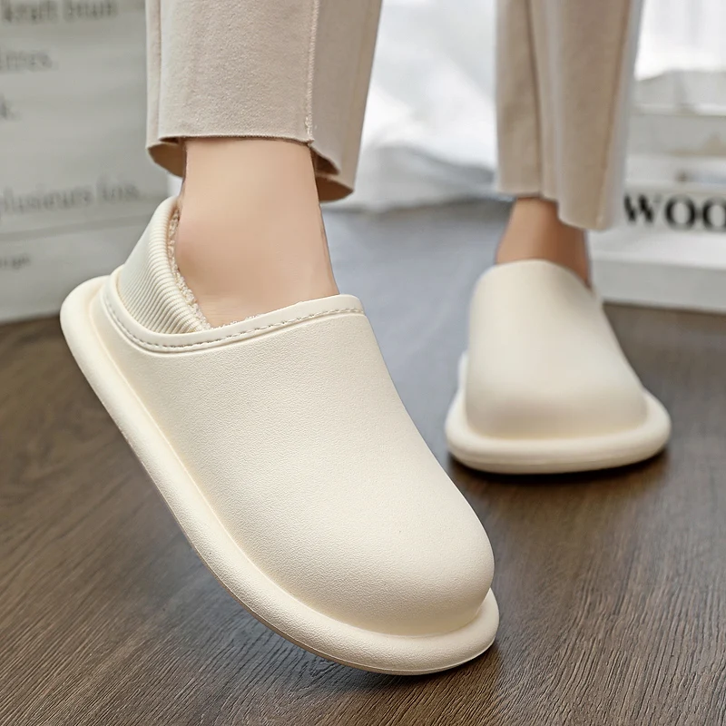 Eva Slippers For Home Man Plus Cotton Winter Keep Warm Slip-on Young Fashion Trendy All-match Waterproof Male Winter Casual Shoe