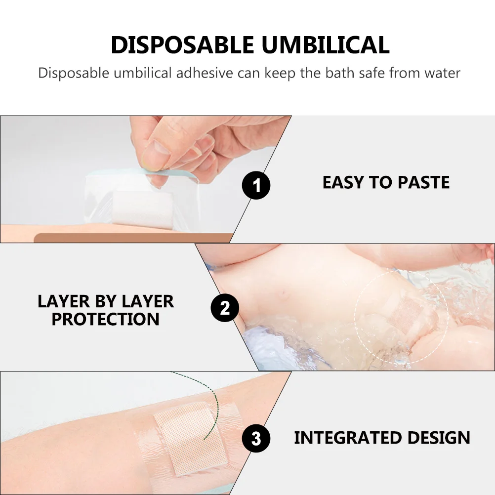 50 Uds. Parche para ombligo de bebé pegatinas impermeables para ombligo para niños pequeños blanco transparente protege el cordón Umbilical mantiene seco