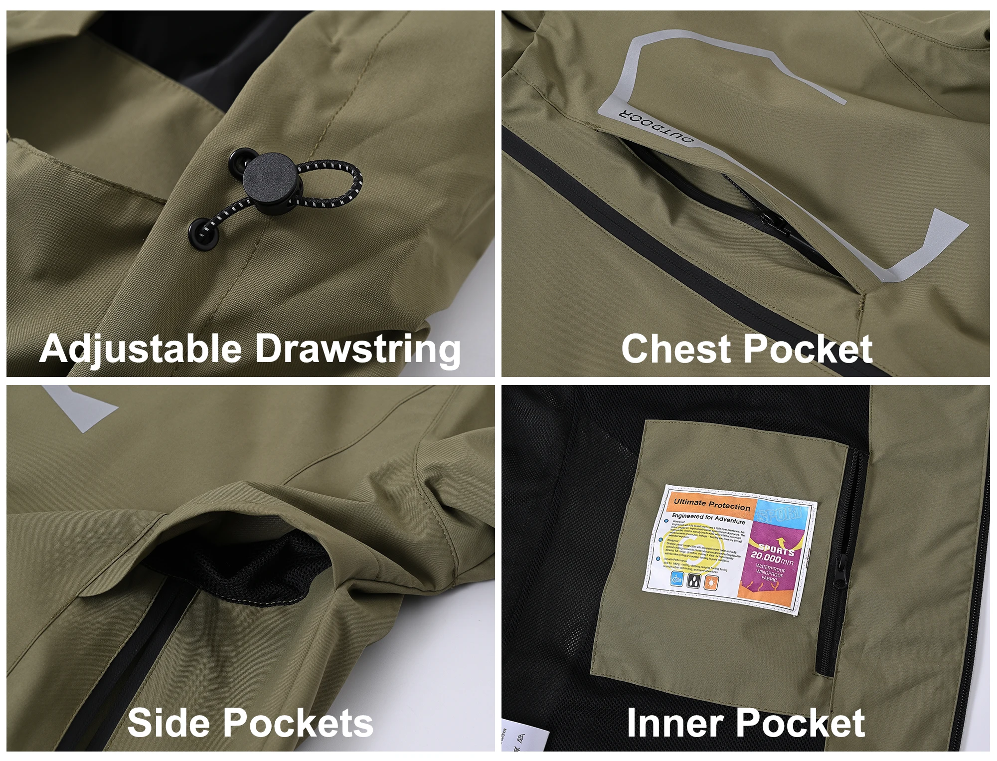 Sommer Herren Outdoor-Jacke Wasserdichte Regenjacke, Dünne Regenjacke mit Mehreren Taschen für Camping Wandern Radfahren Angeln – Detail 30