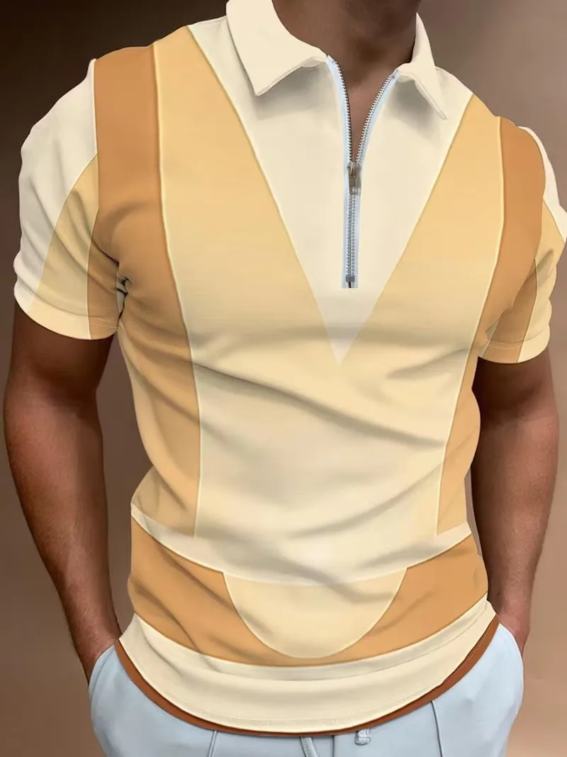 2026 summer new men's short sleeved polo shirt, with a stylish and simple street versatile top decorated with a lapel zipper