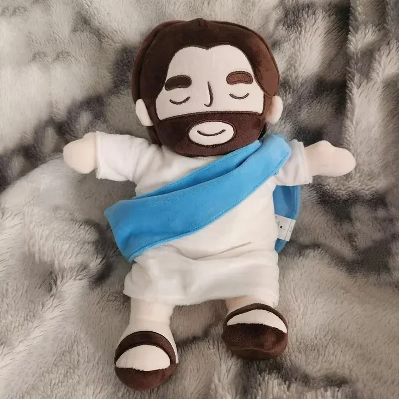 Jesus Plush Toy New Children Music Soothing Breathing Doll  Sleep Companion Toy Sound and Light Doll Holiday Gifts for Kids