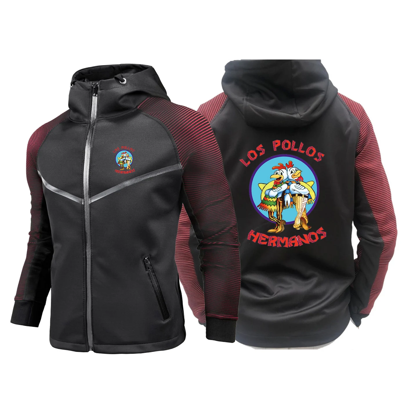 2024 Men New LOS POLLOS Hermanos Long Sleeves Print Racing Suits Casual Personality Waterproof Coats Zipper Hoodie Jacket