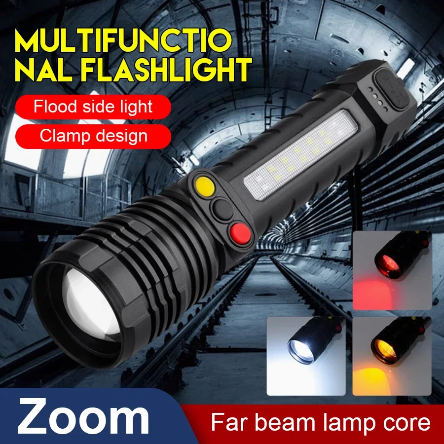 

Powerful LED Flashlight USB Rechargeable Zoom Portable Torch Outdoor Waterproof Camping Fishing Emergency Lanterns Handlights