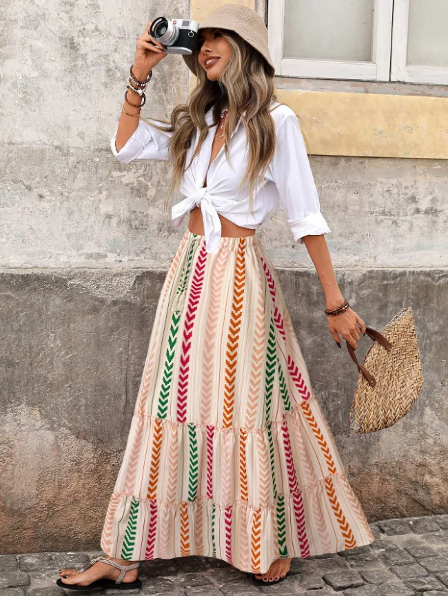 

Женское длинное платье с принтом