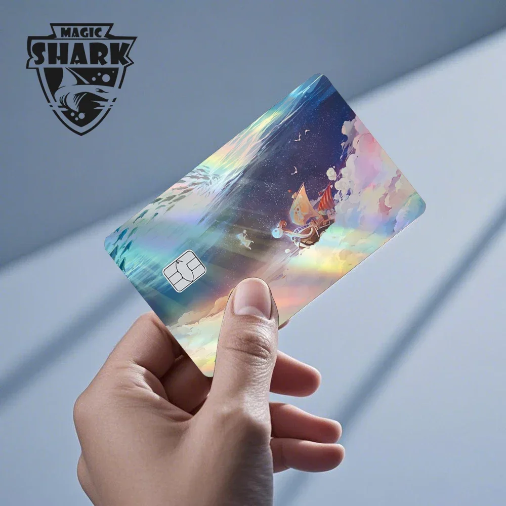 Magic Shark Luffy Zorro Ace Skull Anume Holographic Shinny Laser Sticker Film Skin for Credit Debit Card