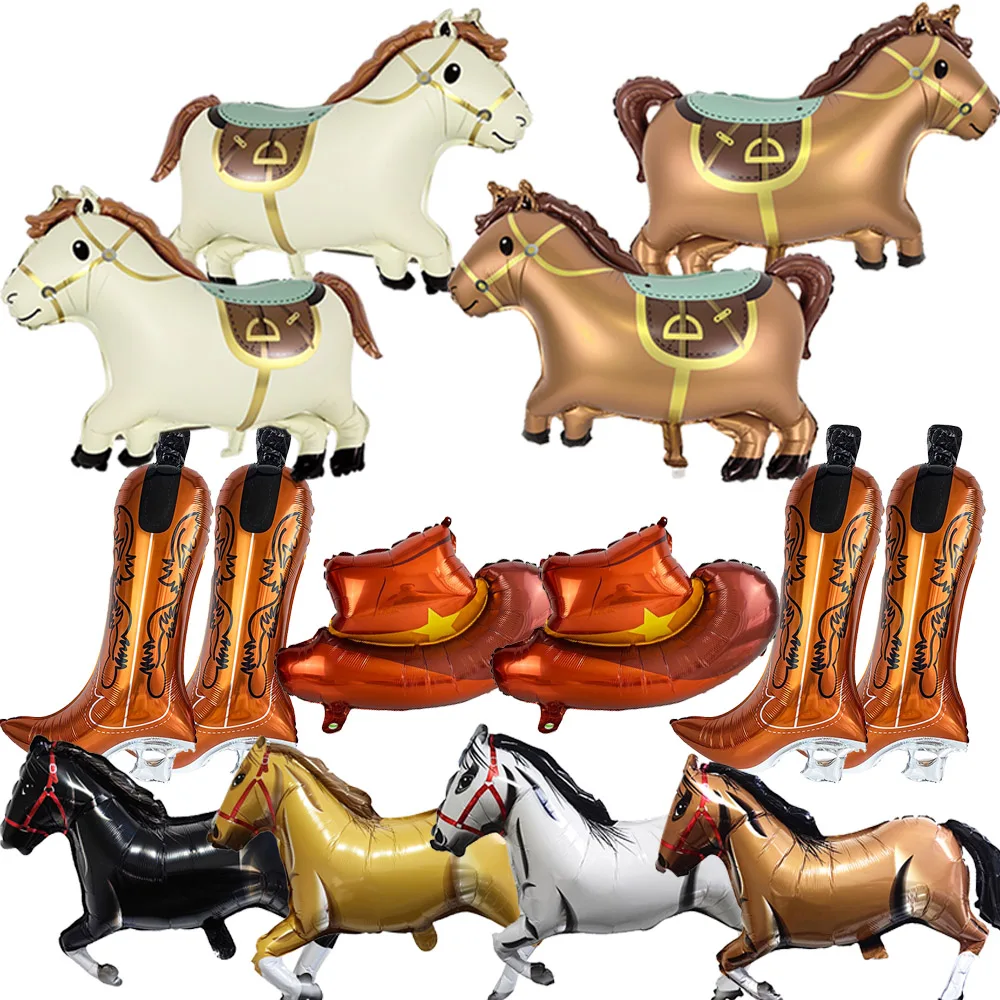 2 stücke Pferd Ballon Pferd Geformt Folie Tier Ballons Western Cowboy Thema Kinder Geburtstag Party Baby Dusche Hochzeit Decor Liefert – Detail 1