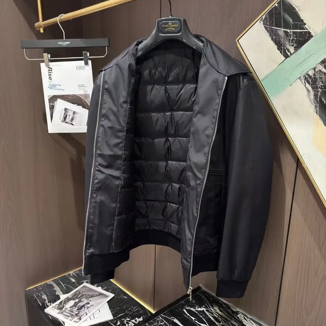 LP Italian embroidered old money style men's lapel down jacket