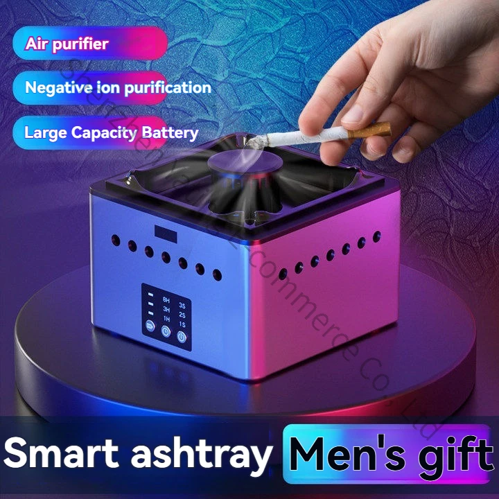 Smart Ashtray Air Purifier with Cover, Household Creativity and High-end Feeling, Gift To Elders and Men As Birthday Gifts