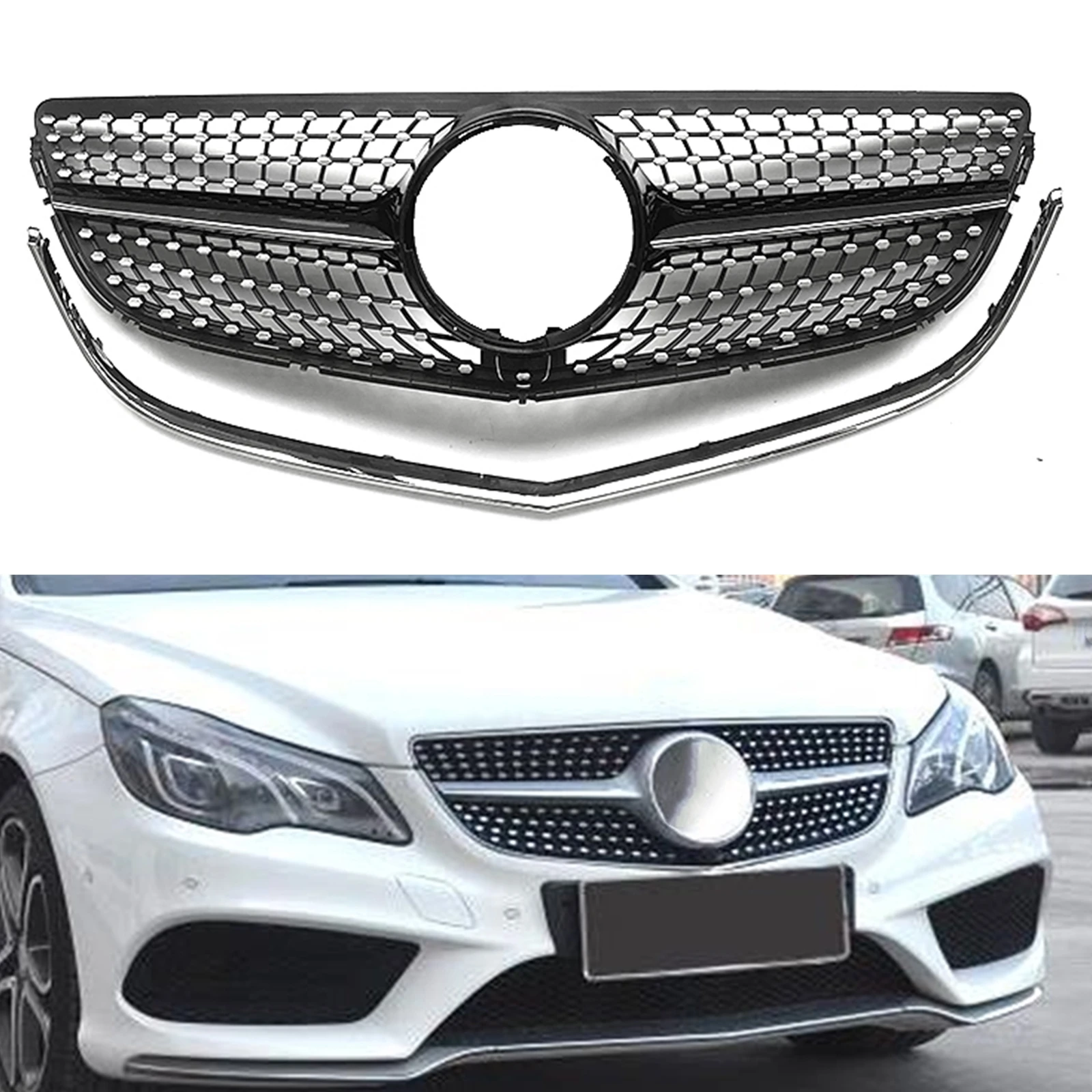 

Car Upper Grille Grill Front Bumper Hood Mesh Auto Accessories For Mercedes Benz E Coupe C207 A207 W207 2014 2015 2016 2017